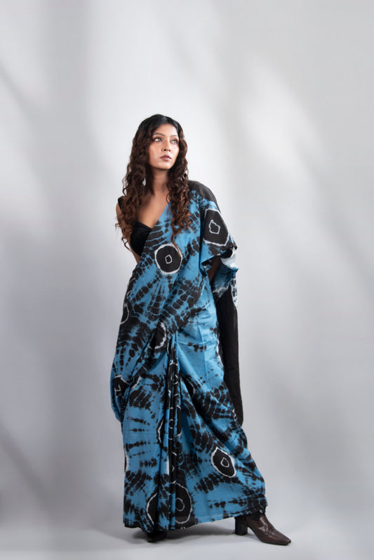 Indigo Eclipse Mul Cotton Saree