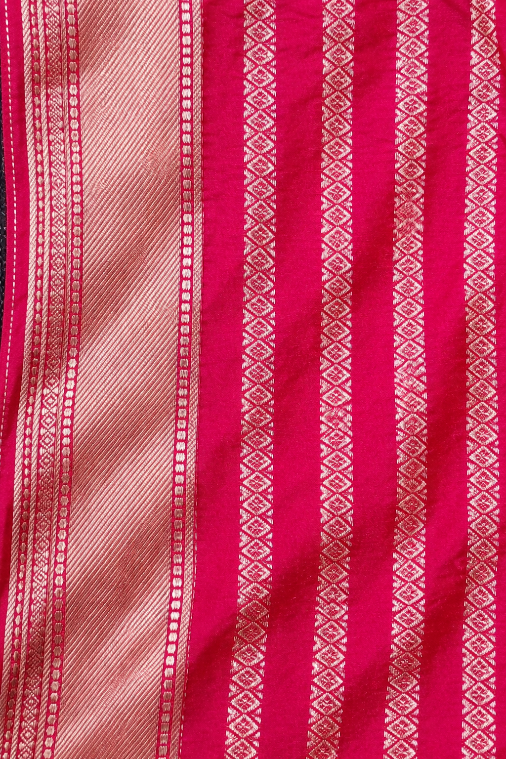 Mashru Silk Saree in Midnight Blue | Minimal Flamingo Border & Satin Sheen