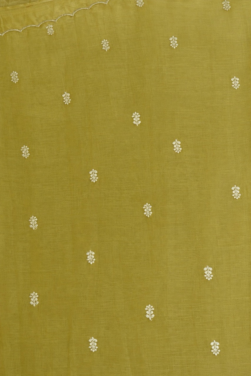 Sunshine Yellow Chiffon Saree with Floral Embroidery