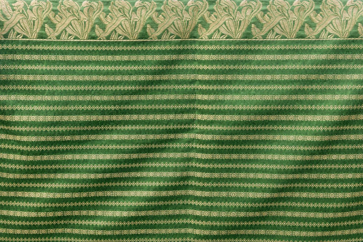 Pure Mashru Silk Saree in Leaf Green | Handwoven Jaal with Silver Zari Jaal