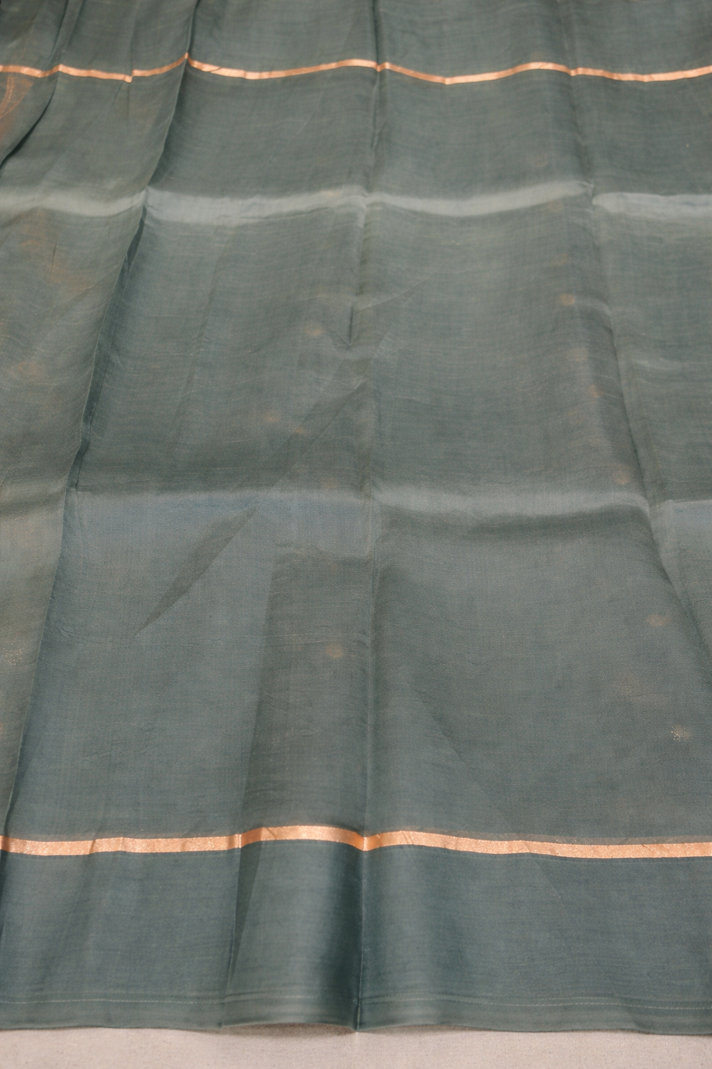 Pure Kora Silk Saree in Mist Grey with Satin Border & Zari Vine Motifs