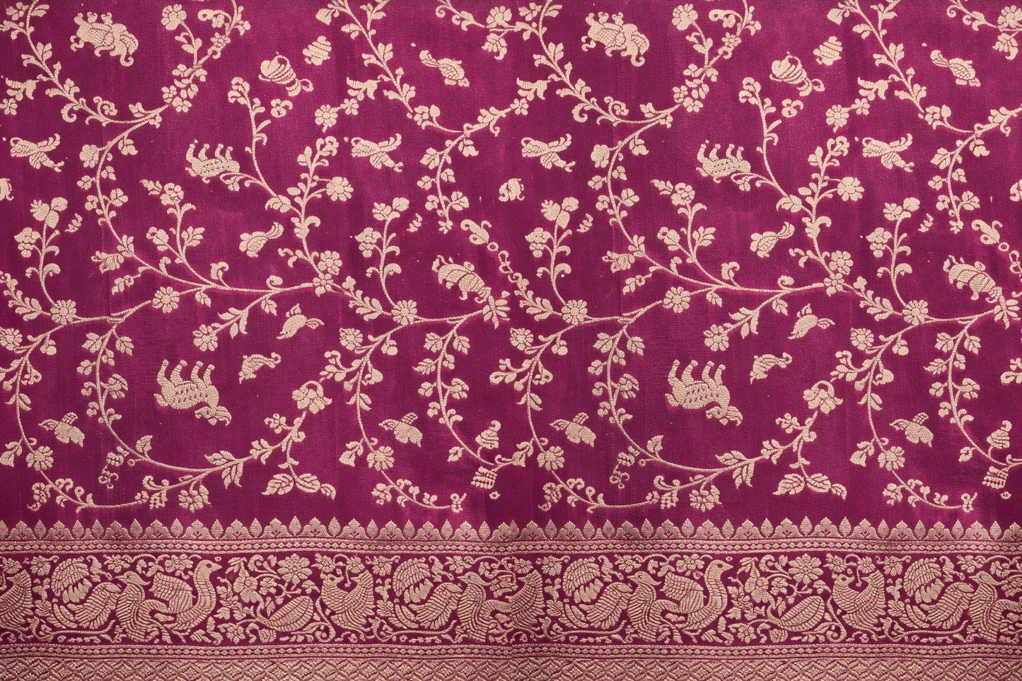 Pure Georgette Khaddi Banarasi Silk Saree in Royal Blue & Rani Pink | Handwoven Silver Zari Jaaldar Saree