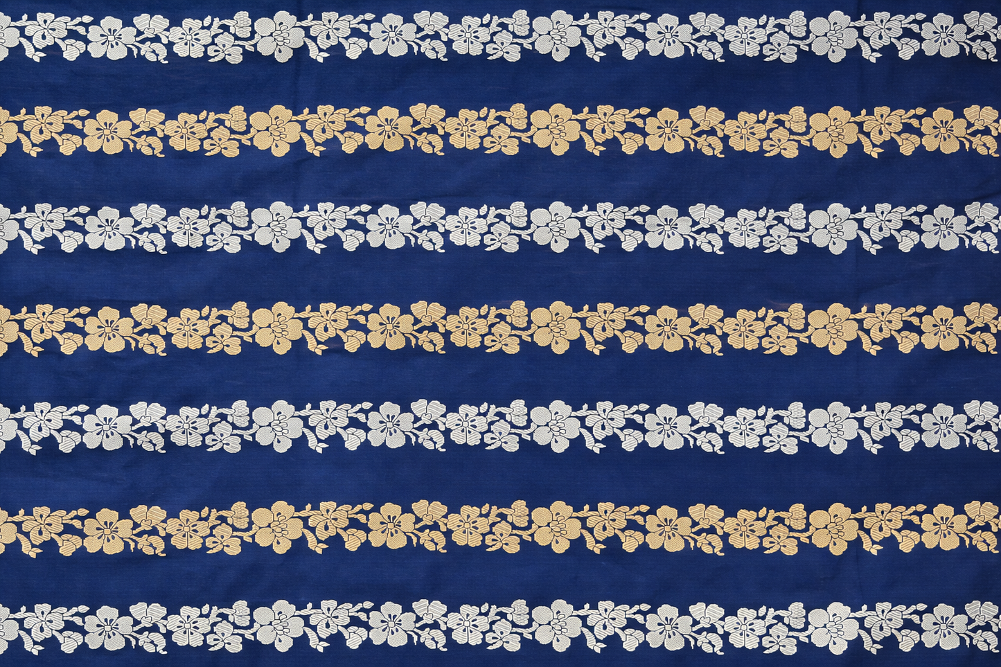 Pure Katan Silk Banarasi Saree in Royal Navy Blue | Gold Zari Floral Motifs & Elegant Border