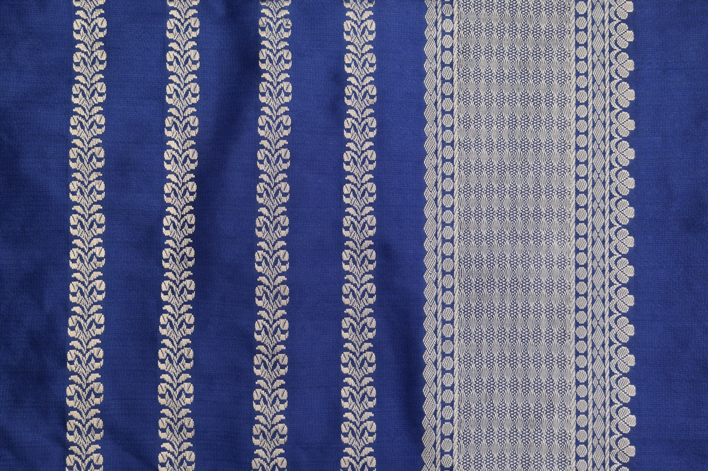 Mashru Silk Saree in Indigo Blue | Handwoven Human Motif Pallu