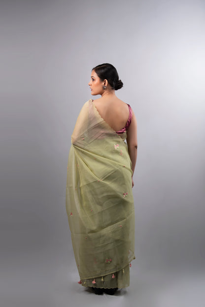 Pista Noor Tissue Organza Saree