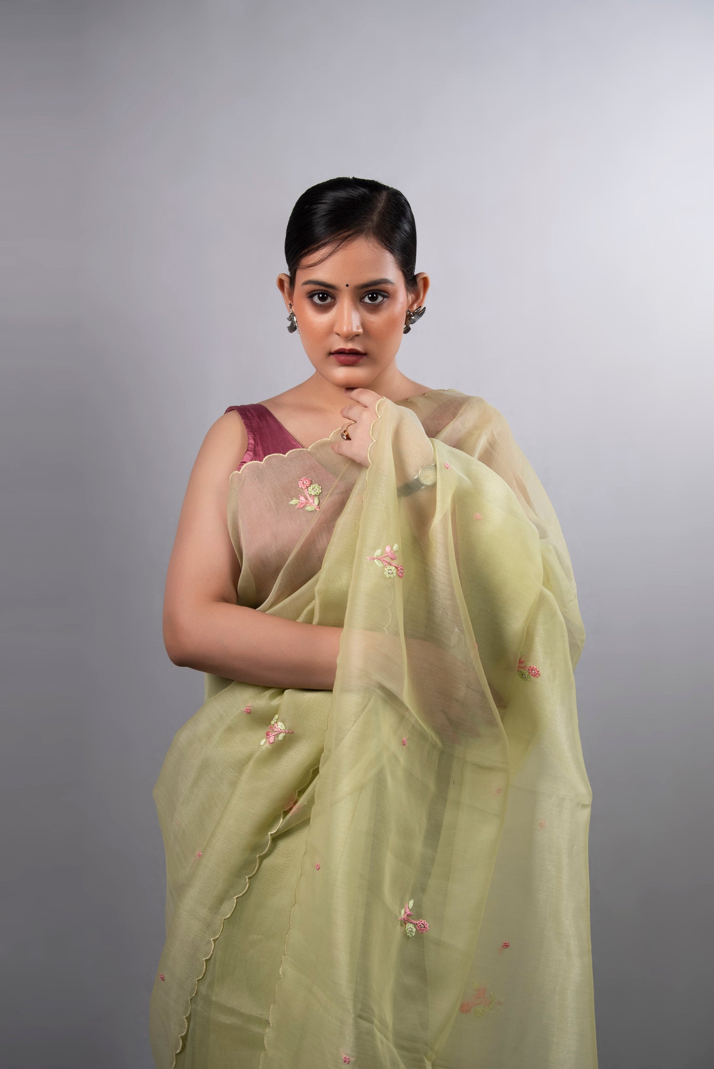 Pista Noor Tissue Organza Saree