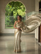 Pure Tissue Brocade Saree — Champagne Gold with Mint Green Border