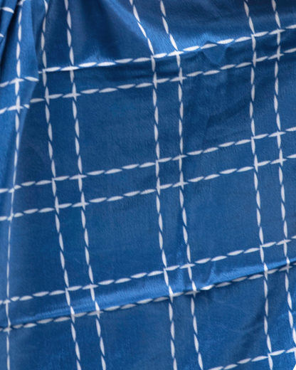 Midnight Check Pre-Draped Satin Saree