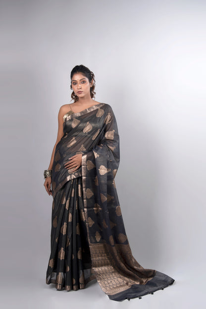 Noir Kashi Cotton Tissue Saree