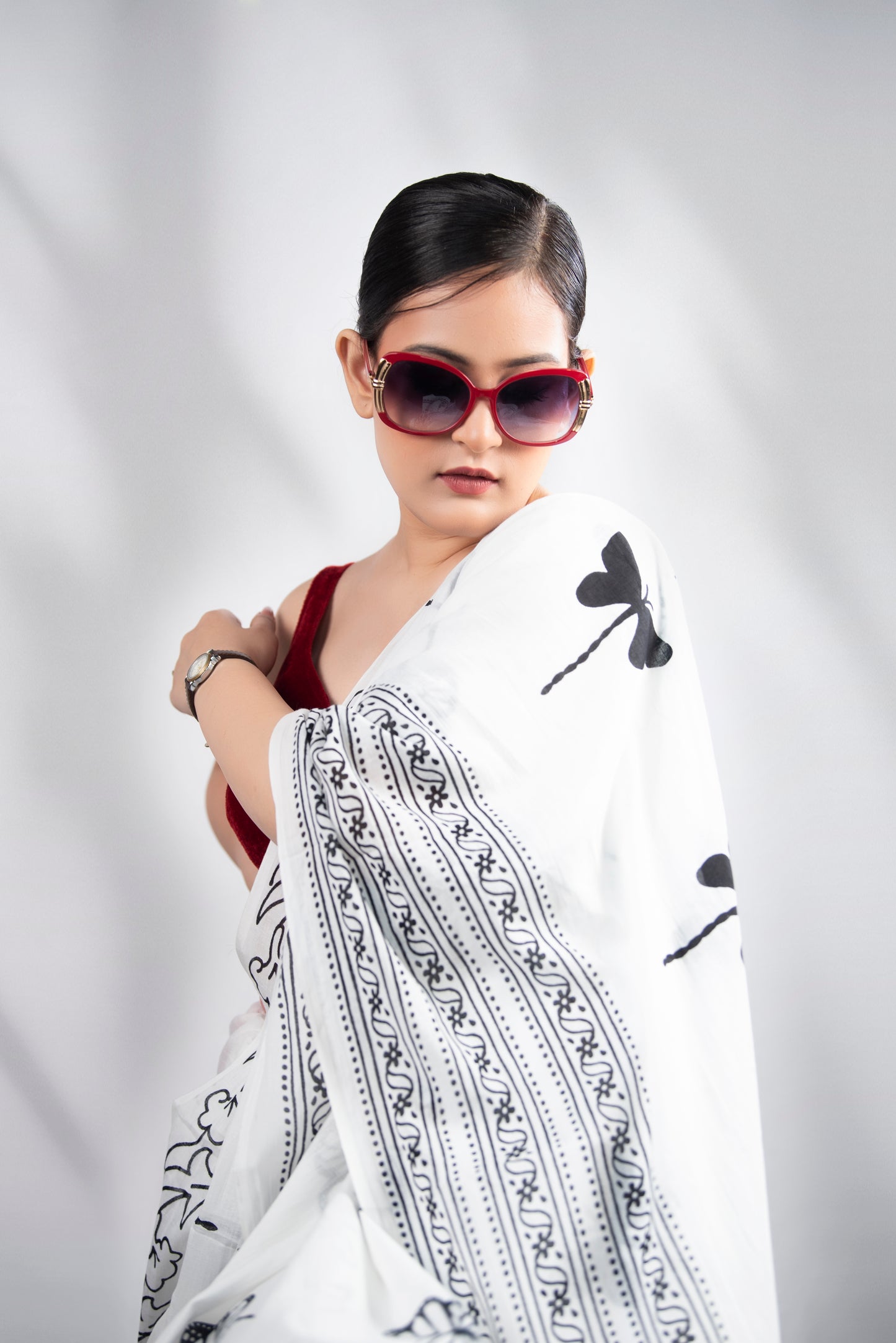 Noir Flutter Mul Cotton Saree