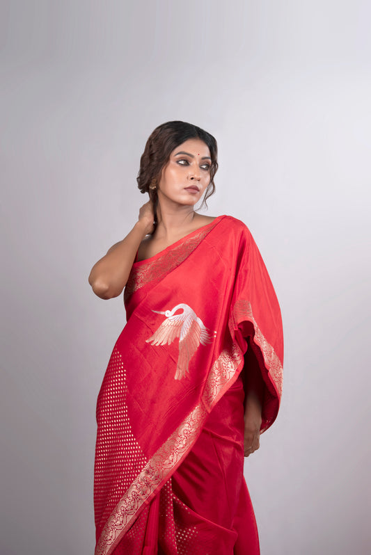 Surkh Hamsa Silk Saree