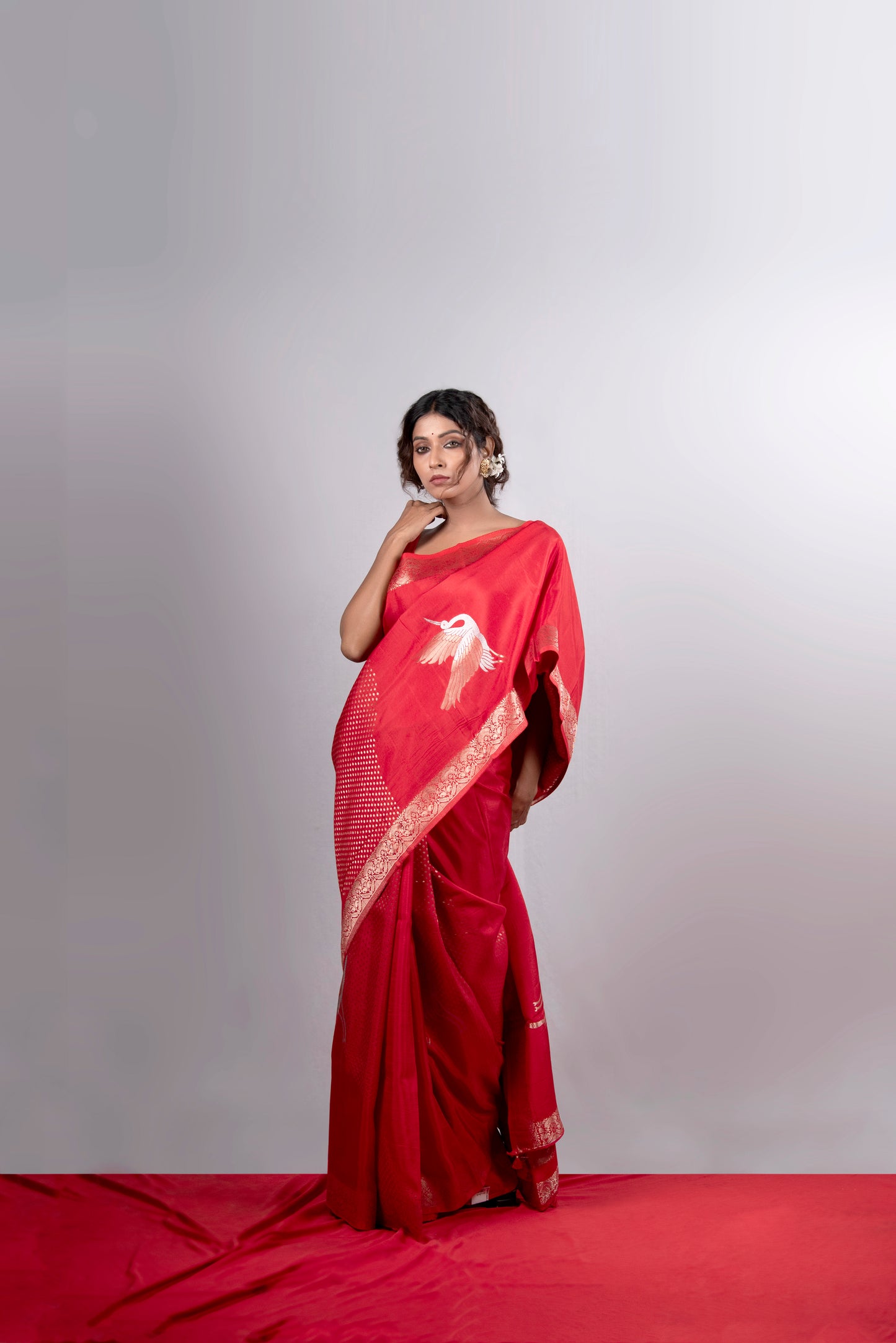 Surkh Hamsa Silk Saree