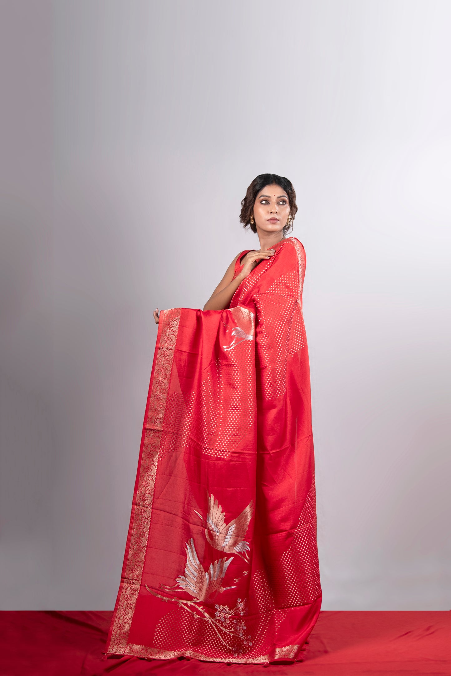 Surkh Hamsa Silk Saree