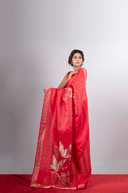Surkh Hamsa Silk Saree