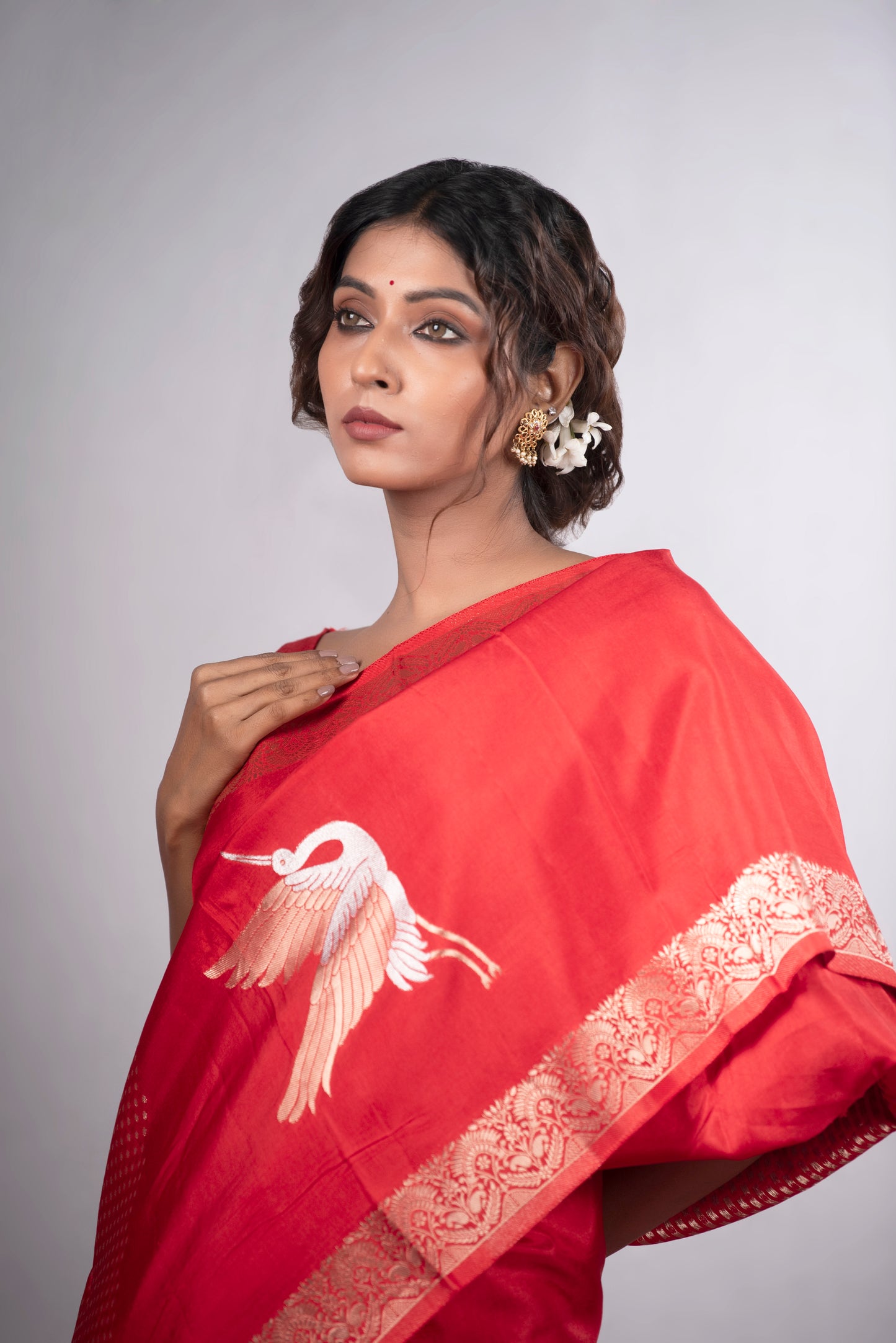 Surkh Hamsa Silk Saree