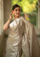 Silver Rose Pure Tissue Brocade Saree