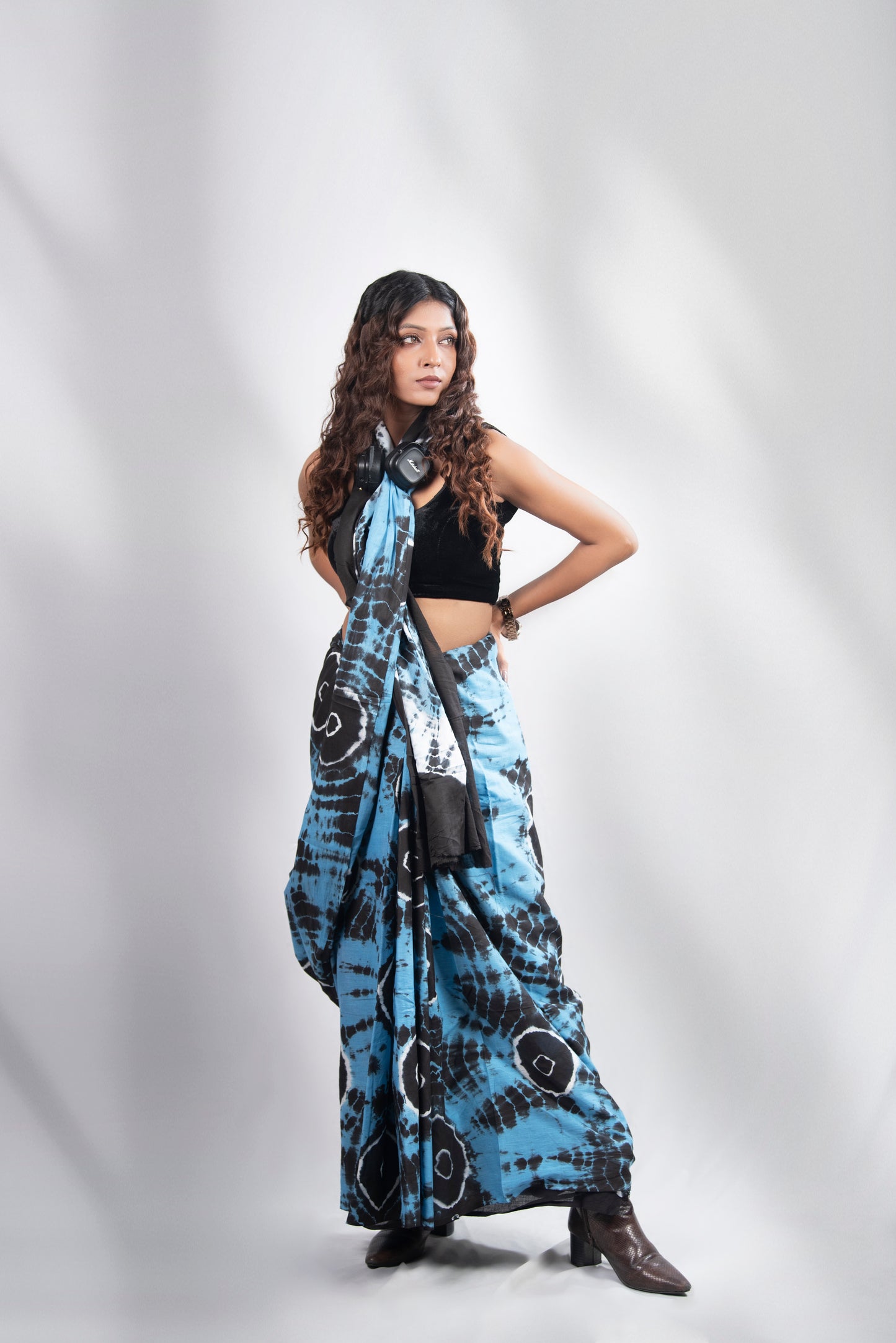 Indigo Eclipse Mul Cotton Saree