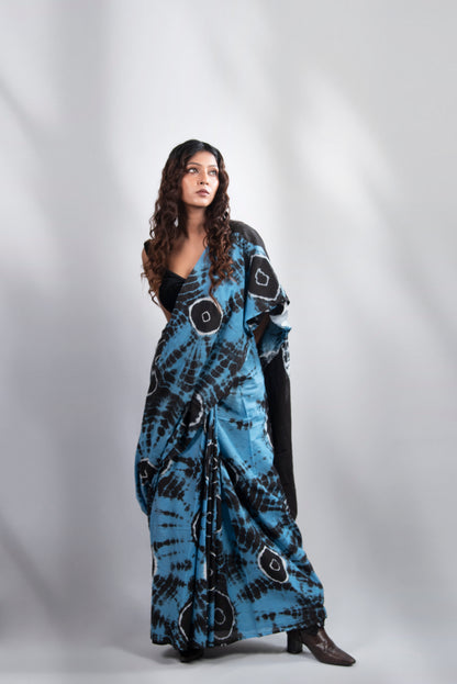 Indigo Eclipse Mul Cotton Saree