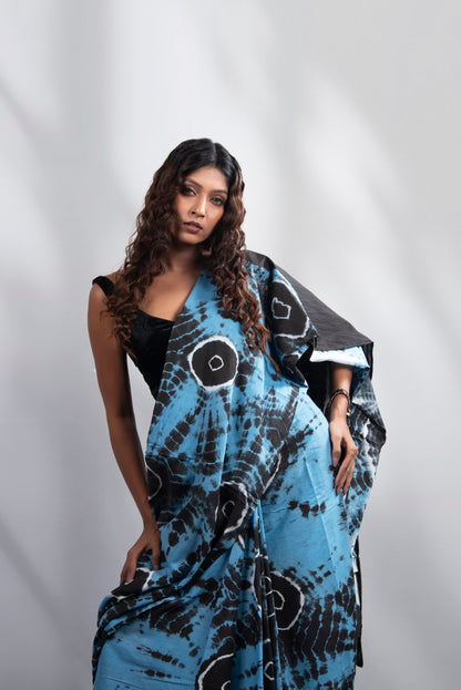 Indigo Eclipse Mul Cotton Saree