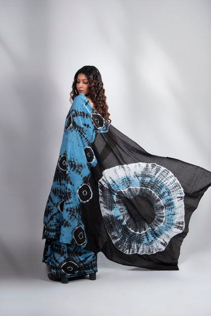 Indigo Eclipse Mul Cotton Saree