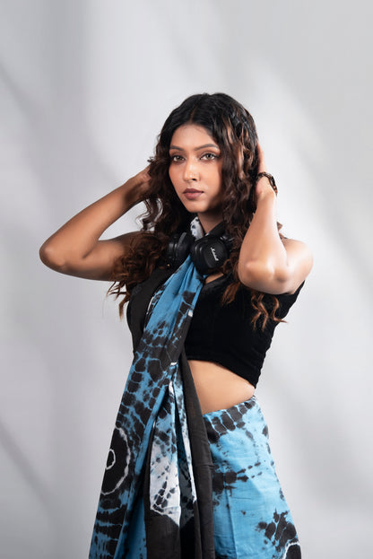 Indigo Eclipse Mul Cotton Saree