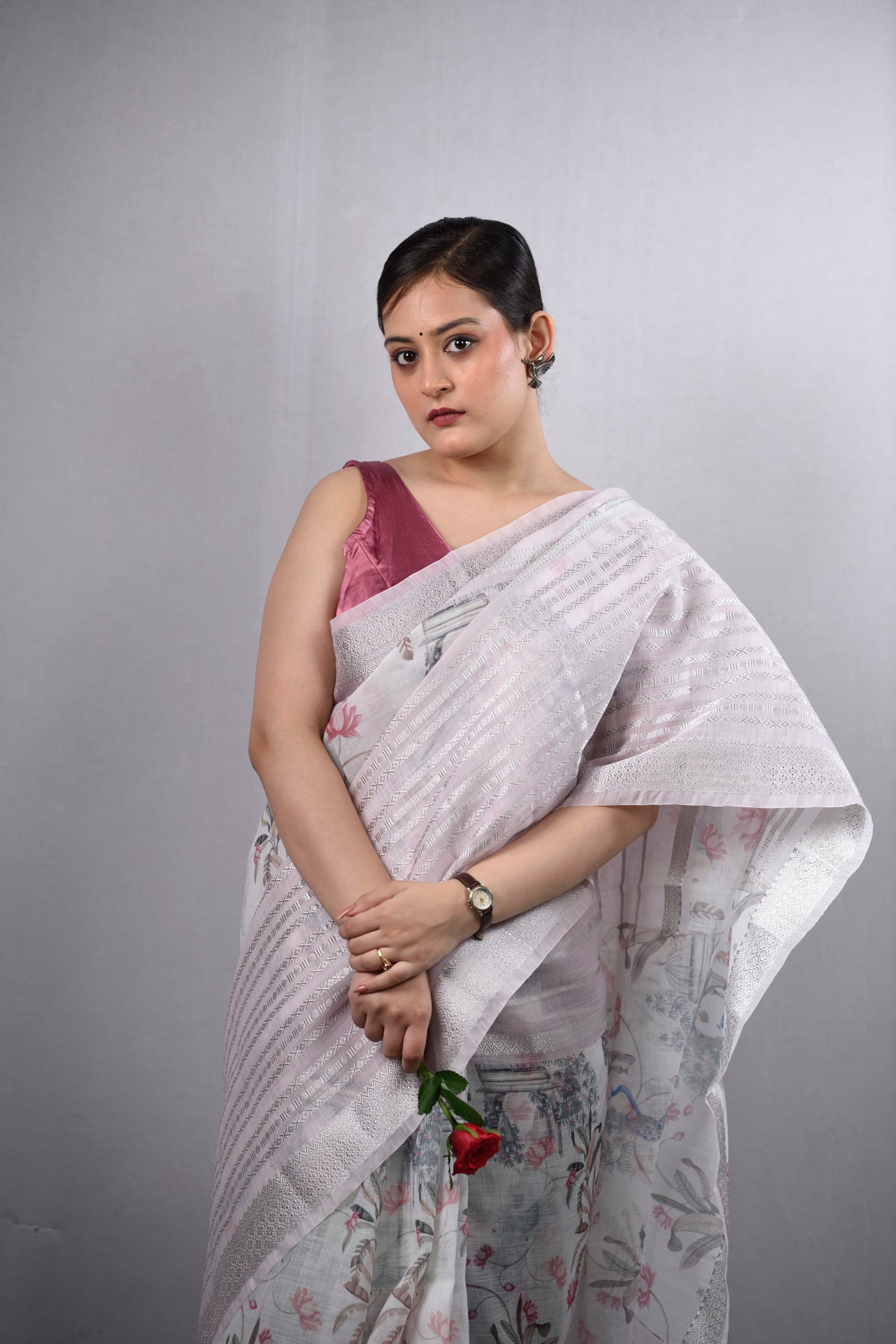 Gulmohar Linen Cotton Saree