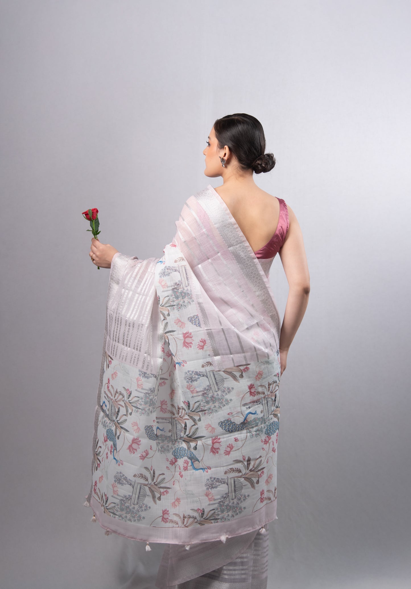 Gulmohar Linen Cotton Saree