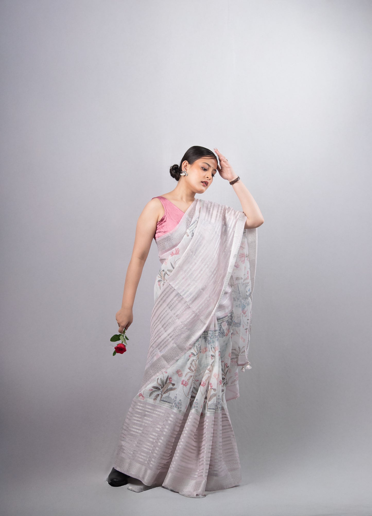 Gulmohar Linen Cotton Saree