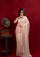 Pure Georgette Khaddi Banarasi Saree in Soft Blush Pink | Handwoven Zari Work | Lightweight Festive Drapes