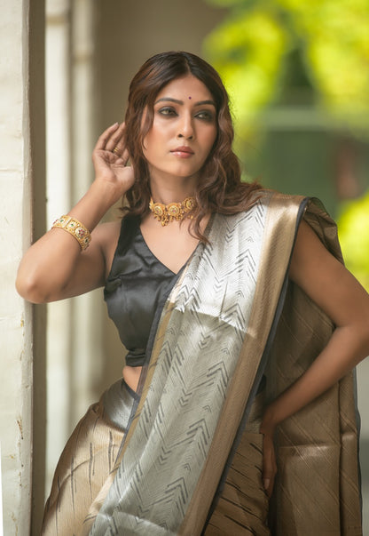 Black Gold Pure Tissue Brocade Saree