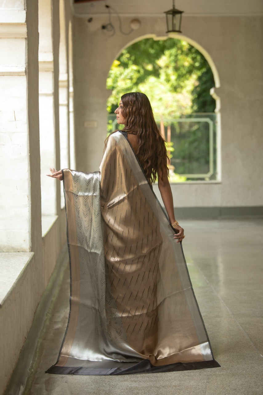 Black Gold Pure Tissue Brocade Saree
