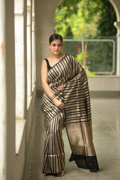 Black Gold Pure Katan Silk Saree