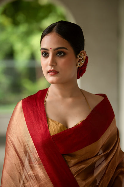 Copper Rose Pure Tissue Saree with Katan Border