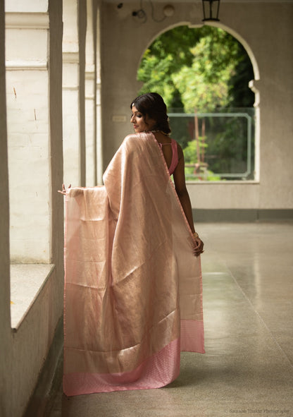 Blush Rose Pure Tissue Brocade Saree