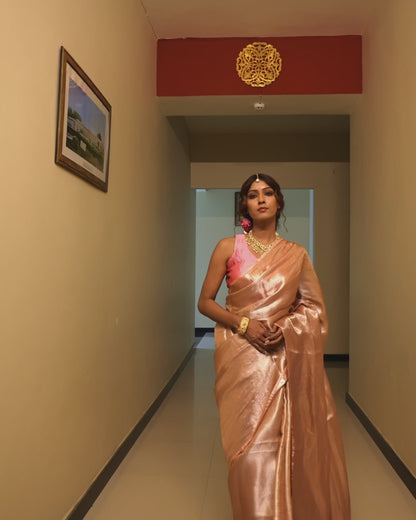 Blush Rose Pure Tissue Brocade Saree
