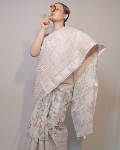 Gulmohar Linen Cotton Saree