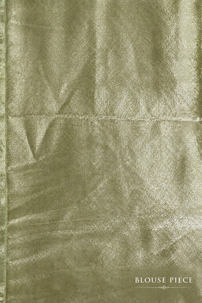Silver Rose Pure Tissue Brocade Saree