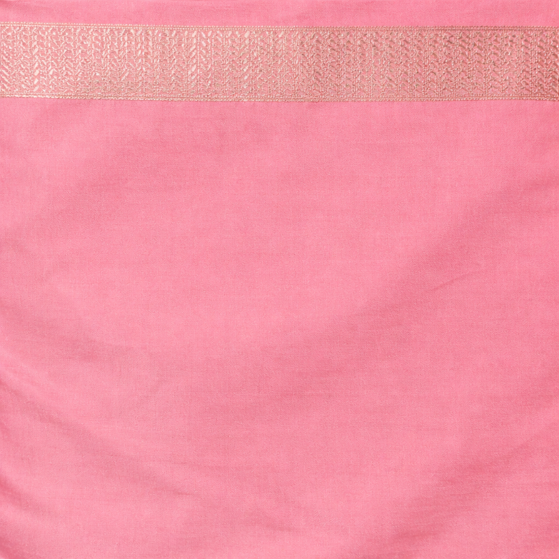 Pure Katan Silk Banarasi Saree in Powder Pink | Minimal Silver Zari with Flamingo Motifs