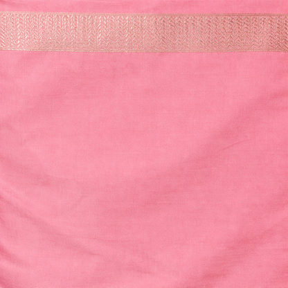 Pure Katan Silk Banarasi Saree in Powder Pink | Minimal Silver Zari with Flamingo Motifs