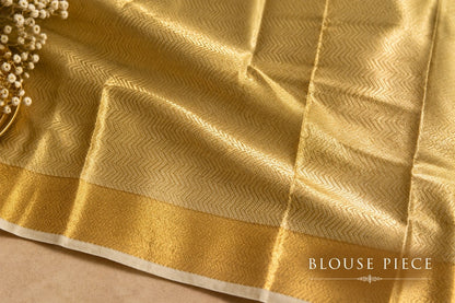 Antique Gold Pure Tissue Brocade Saree