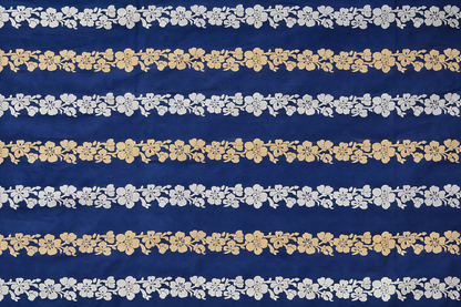 Pure Katan Silk Banarasi Saree in Royal Navy Blue | Gold Zari Floral Motifs & Elegant Border
