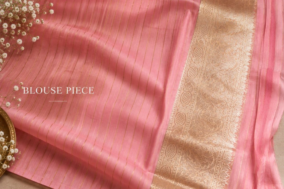 Blush Rose Pure Tissue Brocade Saree